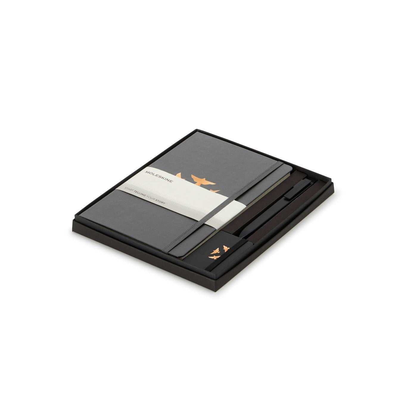 Moleskine Journals & Notebooks One Size / Slate Grey/Black Moleskine - Large Notebook, GO Pen, and Mini Notebook Charm Gift Set