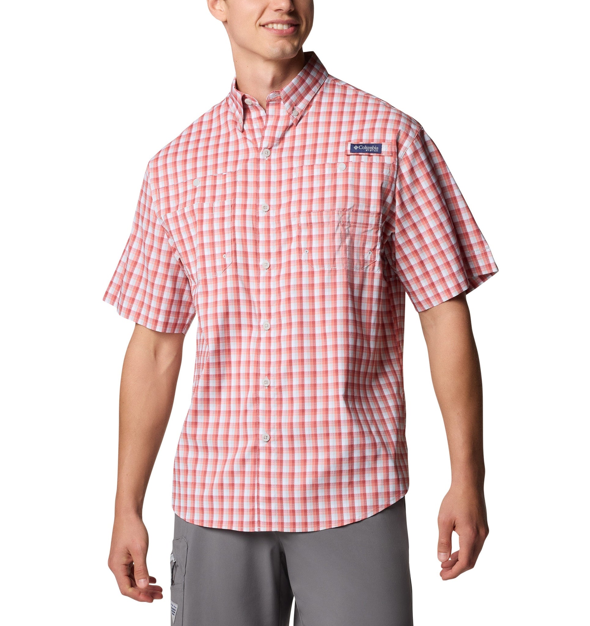 Columbia Woven Shirts XS / Dusty Crimson Gradient Check Columbia - Men's PFG Super Tamiami™ Short Sleeve Shirt