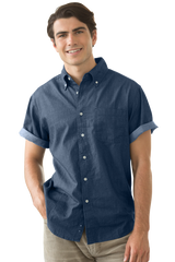 Threadfellows Curated Collection Woven Shirts Men's Short Sleeve Hudson Denim Shirt