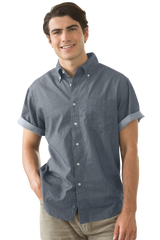 Threadfellows Curated Collection Woven Shirts Men's Short Sleeve Hudson Denim Shirt