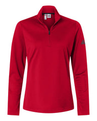 adidas Layering XS / Power Red adidas - Women's Lightweight Quarter-Zip Pullover