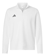 adidas Layering S / White/Team Grey Four adidas - Men's 3-Stripes Quarter-Zip Pullover