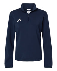 adidas Layering XS / Team Navy Blue/White adidas - Women's 3-Stripes Quarter-Zip Pullover