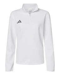 adidas Layering XS / White/Team Grey Four adidas - Women's 3-Stripes Quarter-Zip Pullover