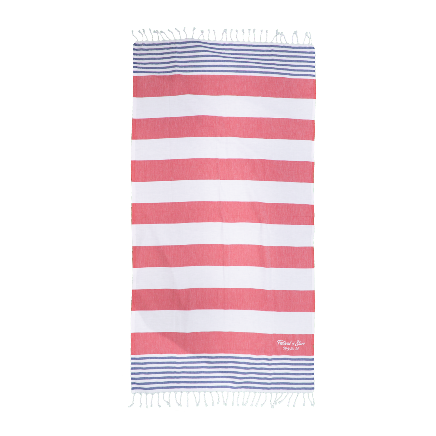 Threadfellows One Size / USA/Red Peshtemal Beach Towel Boardwalk Collection - 39" x 70"
