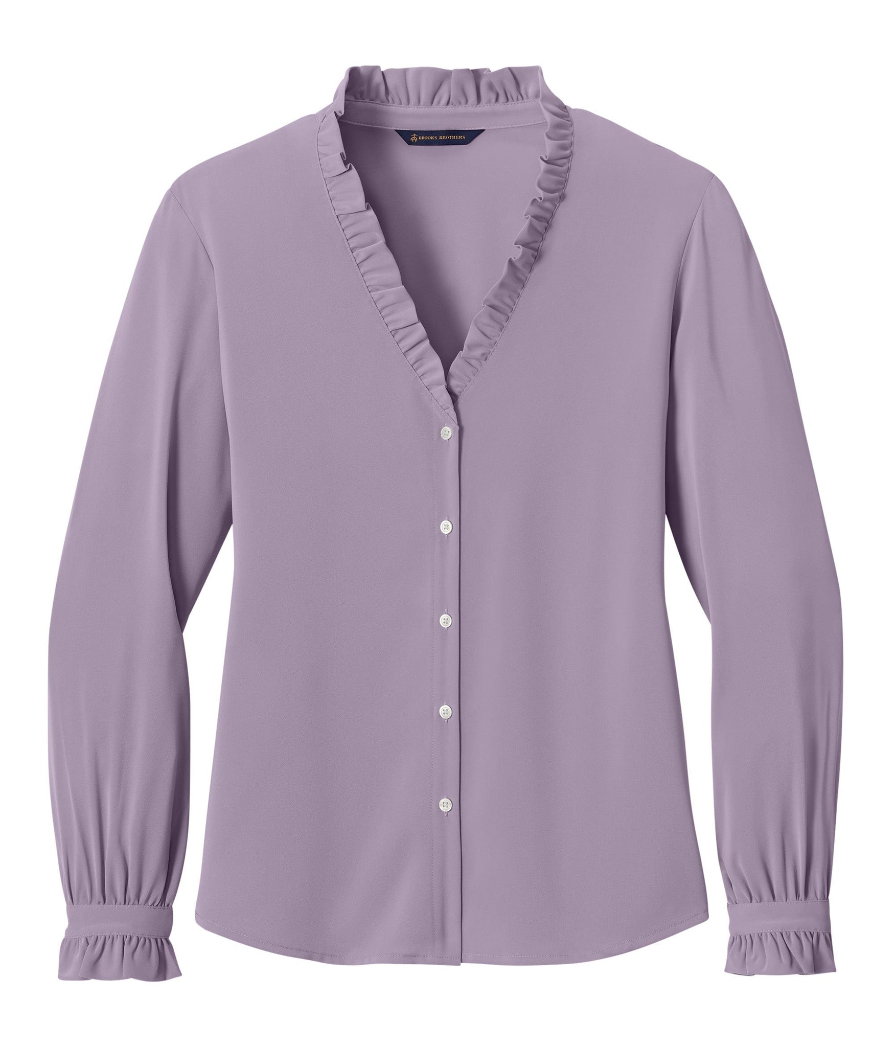 Brooks Brothers Woven Shirts XS / Purple Ash Brooks Brothers - Women's Long Sleeve Ruffle Collar Blouse