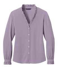 Brooks Brothers Woven Shirts XS / Purple Ash Brooks Brothers - Women's Long Sleeve Ruffle Collar Blouse