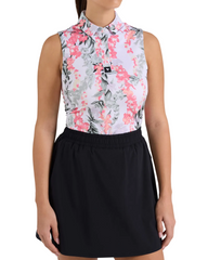 Bad Birdie Polos XS / Lei'd Brilliant White Bad Birdie - Women's Lei'd Brilliant White Sleeveless Polo