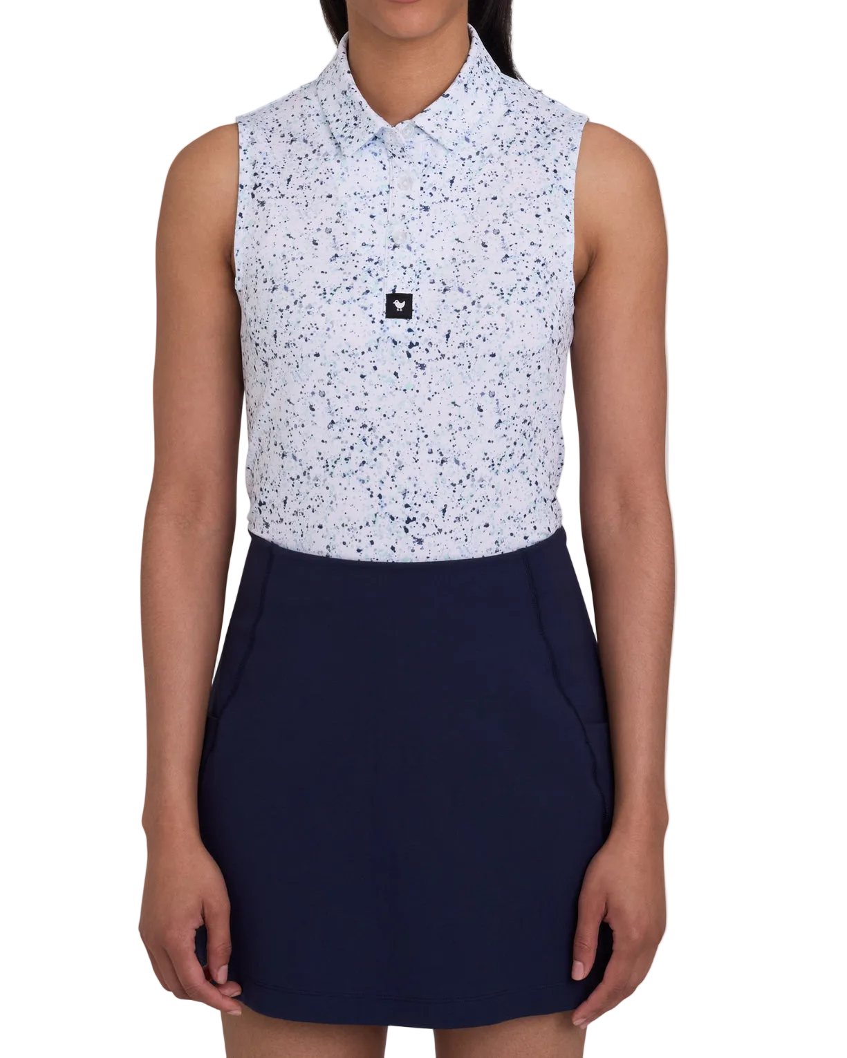 Bad Birdie Polos XS / Navy Bad Birdie - Women's Paint Splatter 3 Sleeveless Polo