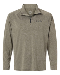 HUK Layering S / Heather Moss HUK - Men's Airweight Heather Quarter-Zip Pullover