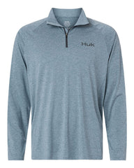 HUK Layering S / Silverblue Heather HUK - Men's Airweight Heather Quarter-Zip Pullover