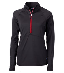 Cutter & Buck Layering XS / Black/Red Cutter & Buck - Women's Adapt Eco Knit Half Zip Pullover w/ Contrast Zipper