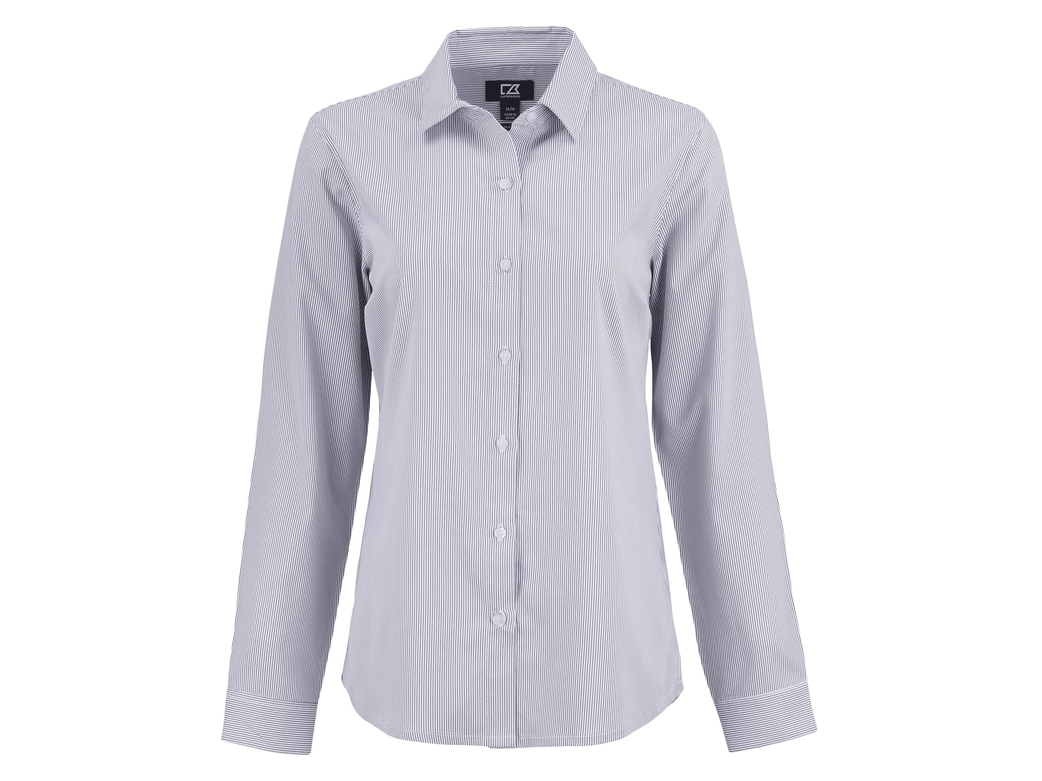 Cutter & Buck Woven Shirts XS / Elemental Grey/White Cutter & Buck - Women's Skyline Recycled Pinstripe Dress Shirt