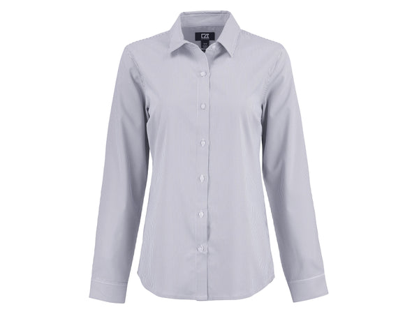 Cutter & Buck Woven Shirts XS / Elemental Grey/White Cutter & Buck - Women's Skyline Recycled Pinstripe Dress Shirt
