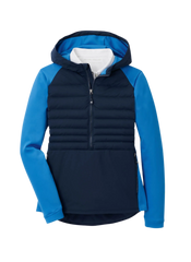 Peter Millar - Women's Hooded Merge Half-Zip - Navy/Abaco Blue