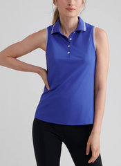 Peter Millar Polos Peter Millar - Women's Canterbury Tipped Sport Mesh Sleeveless Polo - Pacific Blue/White