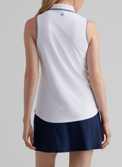 Peter Millar Polos Peter Millar - Women's Canterbury Tipped Sport Mesh Sleeveless Polo - White/Navy