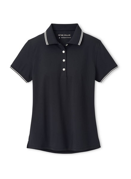 Peter Millar Polos XS / Black/Ivory Peter Millar - Women's Canterbury Tipped Sport Mesh Polo - Black/Ivory
