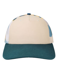 LOCALE Headwear Adjustable / Natural/Sunburst Waves/Deep Blue LOCALE - Plain Front Five-Panel Trucker Cap