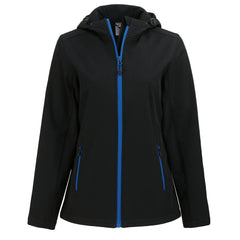 Clique by Cutter & Buck Outerwear XS / Black/Royal Blue Clique by Cutter & Buck - Women's Tempo Recycled Softshell Hooded Jacket