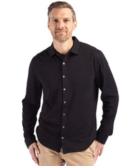 Cutter & Buck - Men's Advantage Tri-Blend Eco Soft Pique Knitted Button-Up