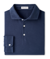 Peter Millar Polos S / Atlantic Navy Peter Millar - Men's Crown Flex Cotton Long-Sleeve Polo