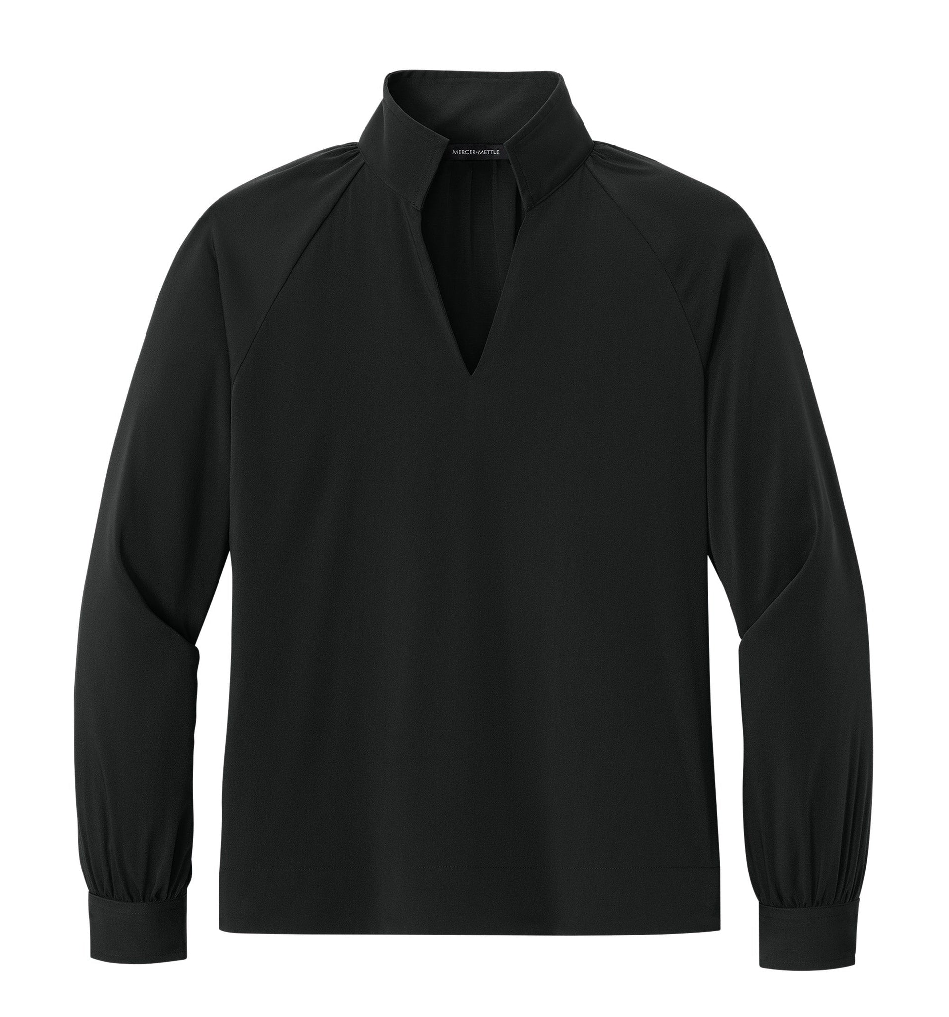 Mercer+Mettle Woven Shirts XS / Deep Black Mercer+Mettle - Women’s Long Sleeve Buttery Soft Popover Blouse