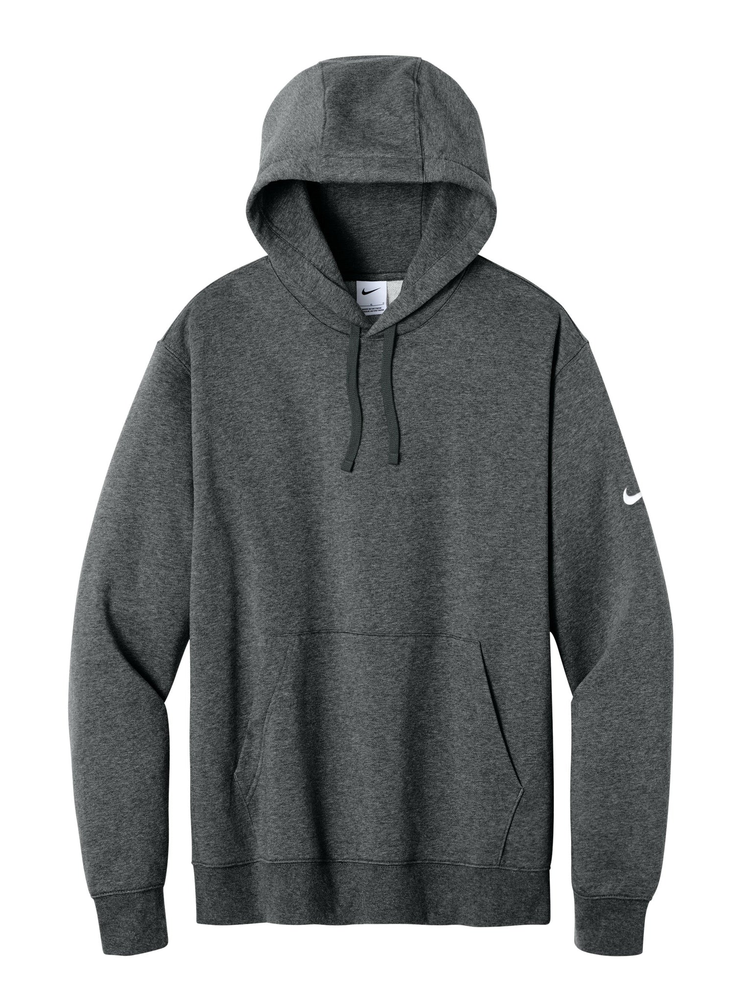 Nike Sweatshirts XS / Charcoal Heather Nike - Men's Club Fleece Heathered Sleeve Swoosh Pullover Hoodie