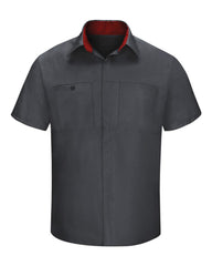 Red Kap Workwear Only S / Charcoal/Fireball Red Red Kap - Men's Short Sleeve Performance Plus Shop Shirt w/ Oilblok Technology