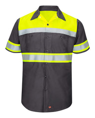 Red Kap Workwear Only Red Kap - High Visibility Colorblock Ripstop Short Sleeve Work Shirt
