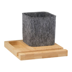 Threadfellows Curated Collection Accessories One Size / Natural/Grey Recycled Felt & Bamboo Pen Holder