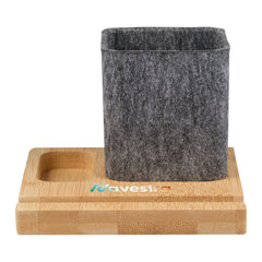 Threadfellows Curated Collection Accessories One Size / Natural/Grey Recycled Felt & Bamboo Pen Holder