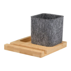 Threadfellows Curated Collection Accessories One Size / Natural/Grey Recycled Felt & Bamboo Pen Holder