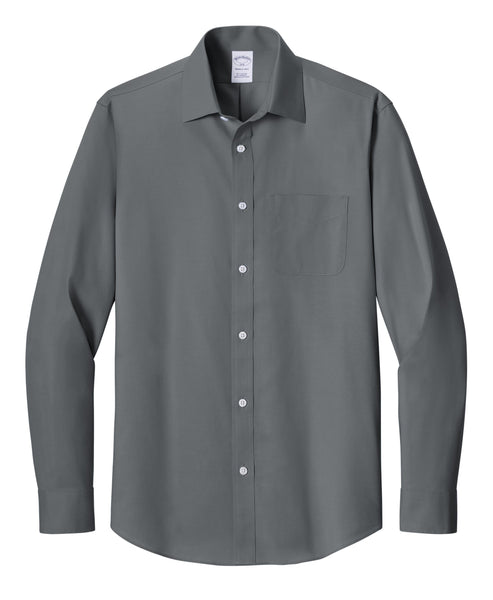 Brooks Brothers Woven Shirts XS / Deep Black Brooks Brothers - Men's Wrinkle-Free Stretch Pinpoint Spread Collar Shirt