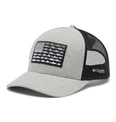 Columbia Headwear One Size / Cool Grey Heather/Black Columbia - PFG Mesh™ Fish Flag Snap Back Cap