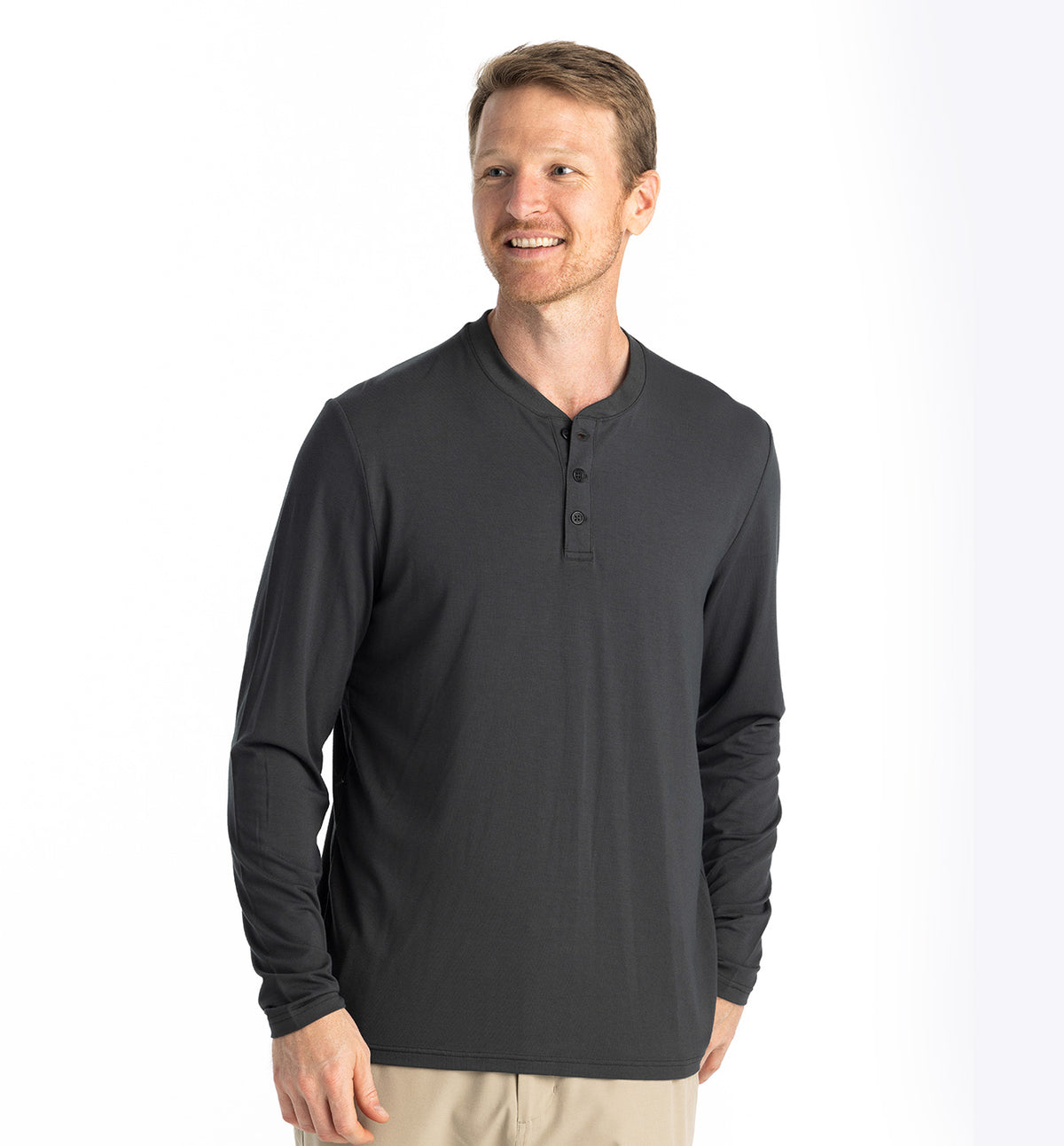 Free Fly T-shirts S / Black Sand Free Fly - Men's Bamboo Flex Long Sleeve Henley