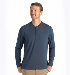 Free Fly T-shirts S / Midnight Free Fly - Men's Bamboo Flex Long Sleeve Henley