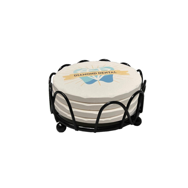 CoasterStone Accessories One Size / Black CoasterStone - Loop Holder Gift Set w/4 Tumbled Round Coasters