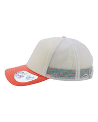 Infinity Her Headwear Adjustable / Ivory/Sherbert/White/Floral Infinity Her - ROSIE Foam Trucker Ponytail Cap