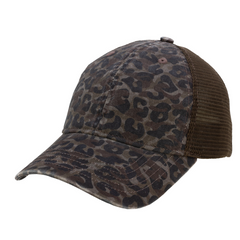 Infinity Her Headwear Adjustable / Leopard Camo/Brown Infinity Her - ANNIE Peached Twill Mesh Back Ponytail Cap