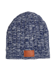 Leeman Headwear One Size / Navy Blue Leeman - Heathered Knit Beanie