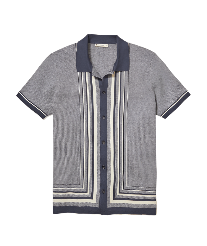 Marine Layer Sweaters S / India Ink/Oatmeal Marine Layer - Men's Ethan Sweater Button-Down