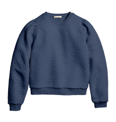 Marine Layer Sweatshirts XS / Navy Heather Marine Layer - Women's Corbet Quilted Puff Sleeve Crewneck