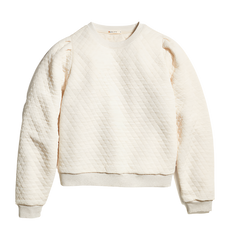 Marine Layer Sweatshirts XS / Oat Heather Marine Layer - Women's Corbet Quilted Puff Sleeve Crewneck