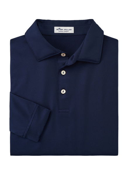 Peter Millar - Men's Performance Long-Sleeve Jersey Polo - Navy