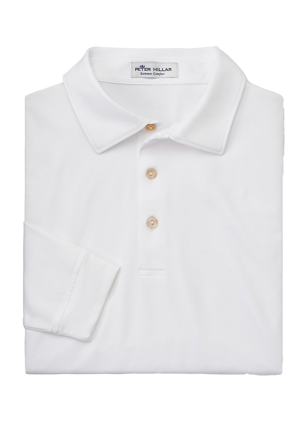 Peter Millar Polos S / White Peter Millar - Men's Performance Long-Sleeve Jersey Polo - White