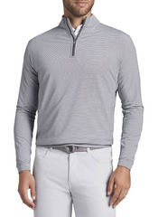 Peter Millar Layering Peter Millar - Men's Perth Mini-Stripe Stretch Loop Terry Quarter-Zip - Iron/White