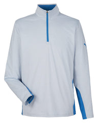 Puma Golf Layering S / Lake Blue/Bright White Puma - Men's Mesa Stripe Quarter-Zip