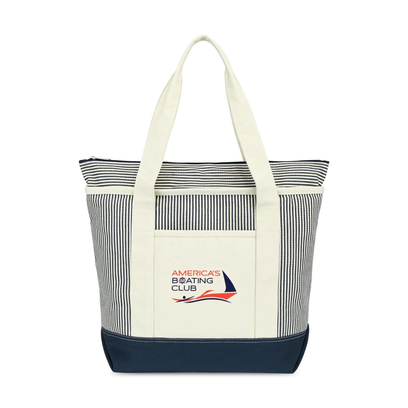 Threadfellows Bags One Size / Navy/Natural Stripe Newport Cotton Zippered Tote