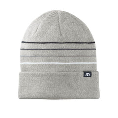 TravisMathew Headwear One Size / Light Grey Heather TravisMathew - Striped Cuffed Beanie